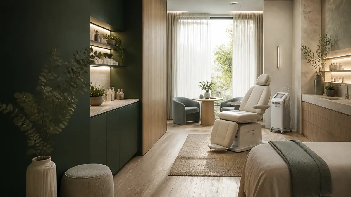 A calm clinic interior designed for aesthetics, skin and wellness consultations
