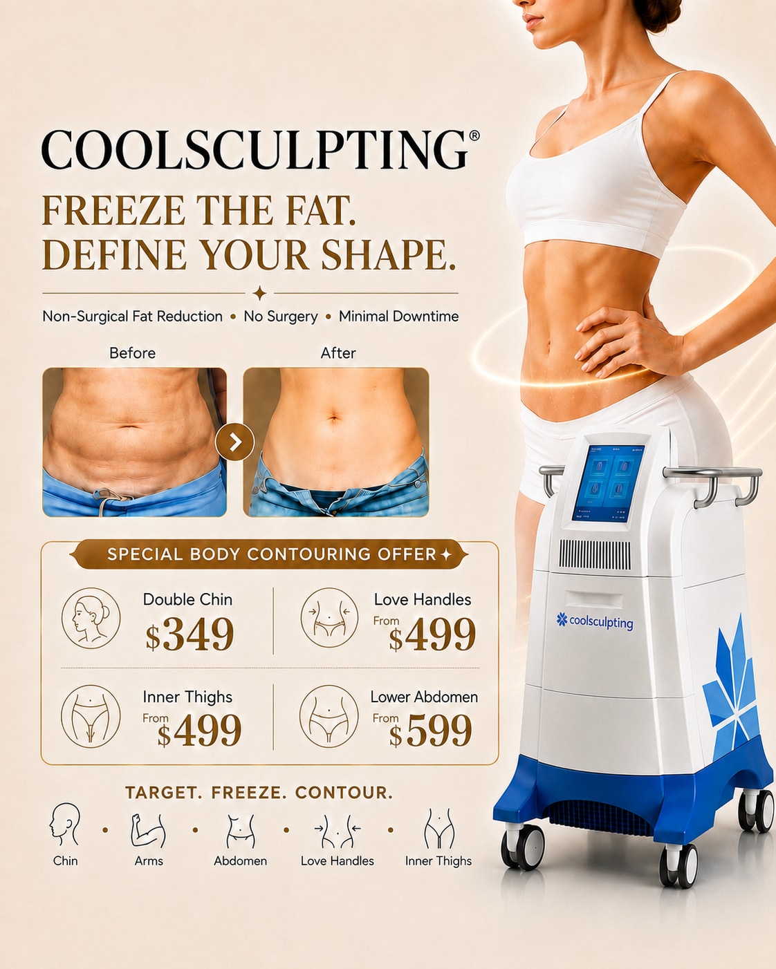CoolSculpting body-contouring offer with area pricing
