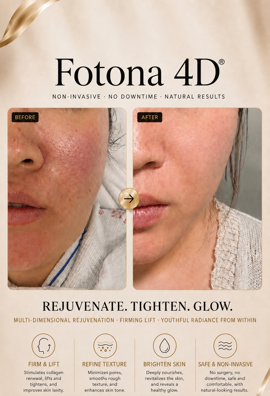 Supplied Fotona 4D before-and-after result