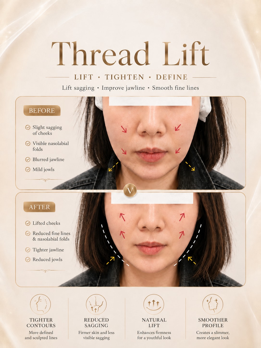 Supplied thread-lift before-and-after result